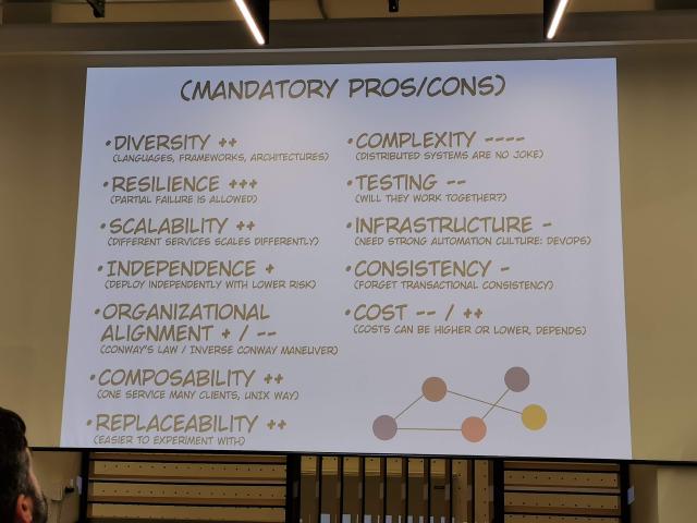 Microservices Pros and Cons, thanks to Stefano Martinelli for the photo!